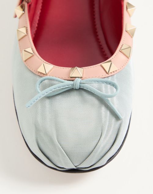 Valentino Garavani - Rockstud Mary-jane Ballerina In Moiré Fabric 05mm - Azure - Woman - Ballerinas