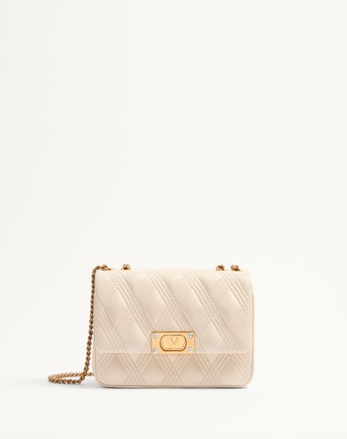 Shop Valentino Garavani Garavani Quiltie 67 Medium Shoulder Bag In Quilted Nappa Leather Woman Ivory Uni