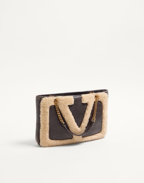 Valentino Garavani - Valentino Garavani Viva Superstar Small Sheepskin Shopping Bag - Brown/beige - Woman - Totes