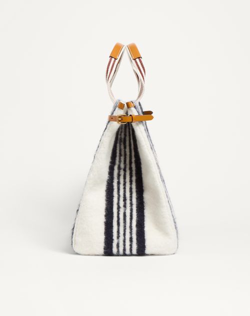 Valentino Garavani - Valentino Garavani Antibes Wool Handbag - White/navy/testa Di Moro - Man - Totes