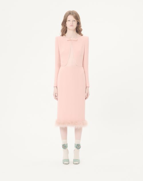 Valentino - Cady Couture Midi Dress With Feathers - Rose - Woman - Dresses
