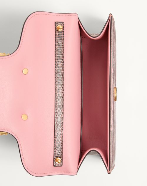 Valentino Garavani - Valentino Garavani Locò Small Shoulder Bag In Tejus With Jewel Logo - Peach Rose/vintage Rose - Woman - Shoulder Bags