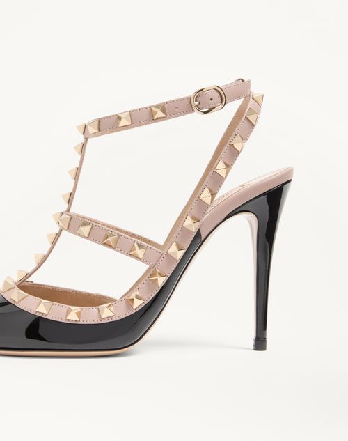 Valentino Garavani - Patent Rockstud Caged Pump 100mm - Black/poudre - Woman - Pumps