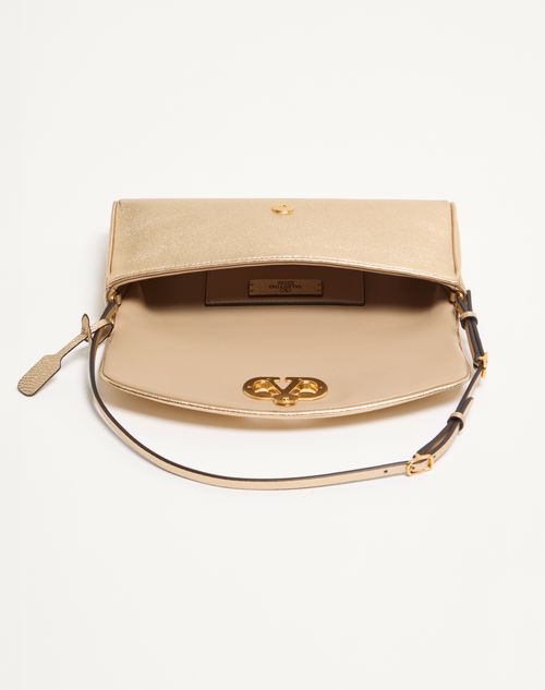 Valentino Garavani - Valentino Garavani Devain Small Shoulder Bag In Laminated Nappa Leather - Gold - Woman - Shoulder Bags