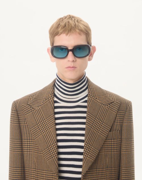 Valentino - Veste Droite Valentino En Laine À Carreaux Glen - Camel/noir - Homme - Manteaux Et Blazers