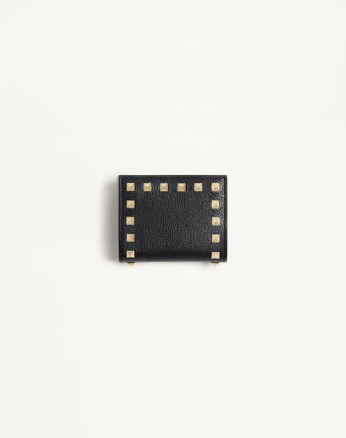 Valentino Garavani - Rockstud Wallet In Grainy Calfskin - Black - Woman - Wallets And Small Leather Goods