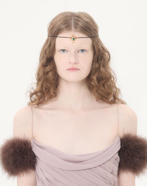 Valentino - Long Dress In Light Georgette With Feathers - Lilac - Woman - Gowns