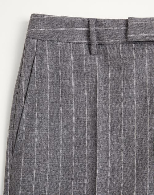 Valentino - Valentino Wool Pinstripe Trousers - Grey - Man - Pants And Shorts