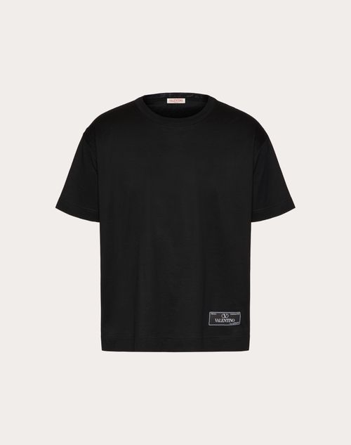 Valentino Cotton T-shirt With Maison  Tailoring Label In Black