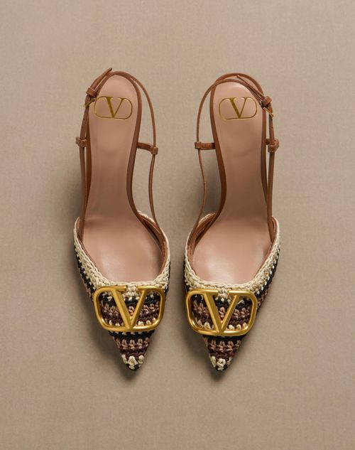 Valentino Garavani - Vlogo Signature Slingback Pump With Crochet Embroidery 80mm - Multicolour - Woman - Pumps