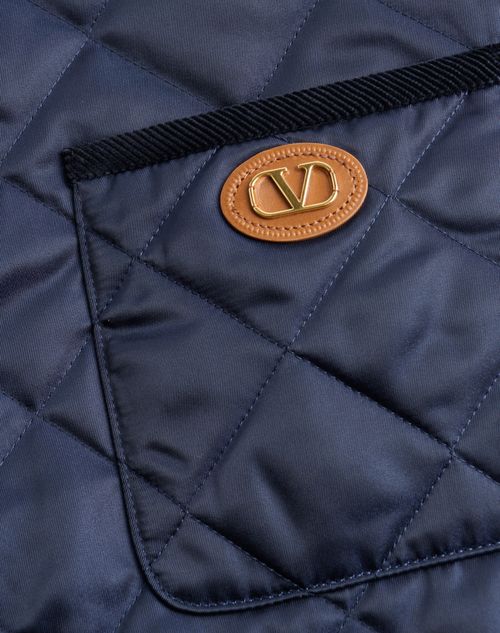 Valentino - Quilted Nylon Shirt Jacket With Vlogo Patch - Navy - Man - Outerwear