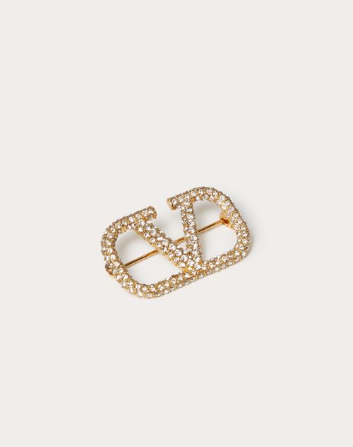 Valentino Garavani Vlogo Signature Metal Brooch With Swarovski® Crystals Woman Gold Uni