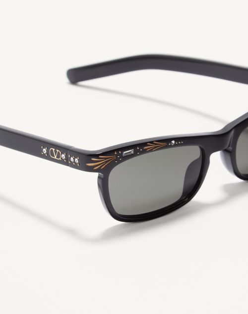 Valentino - Monturas Rectangulares De Acetato - Negro/gris - Unisexo - Gafas De Sol