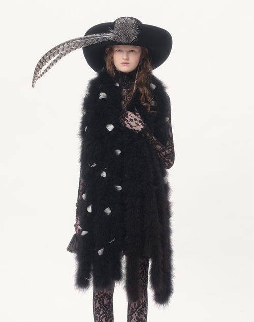 Valentino Garavani - Valentino Scarf With Turkey And Goose Feathers - Black/white - Woman - Soft Accessories