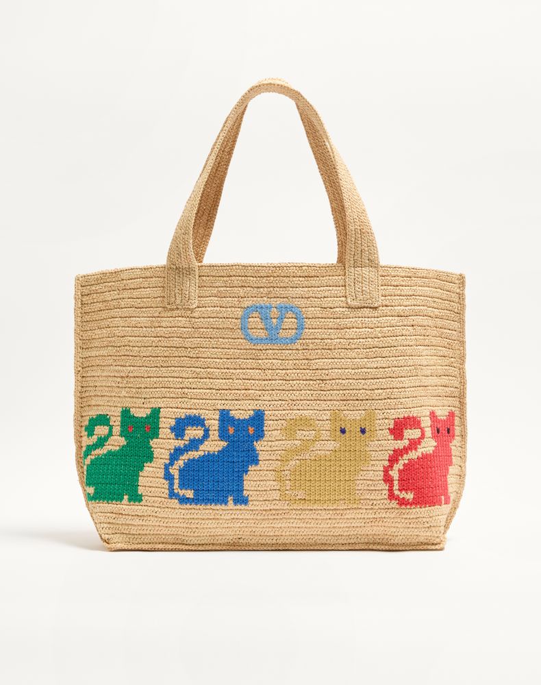 Valentino Garavani Raffiachat Large Raffia Shopping Bag Wo