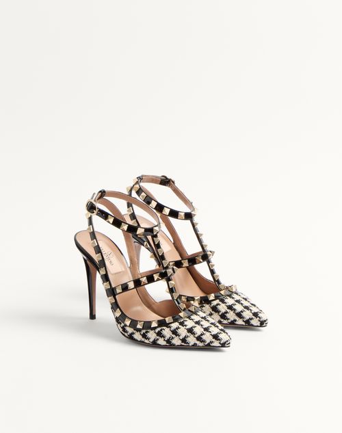 Valentino Garavani - Rockstud Pump In Pied-de-poule Fabric 100mm - Latte/black - Woman - Pumps