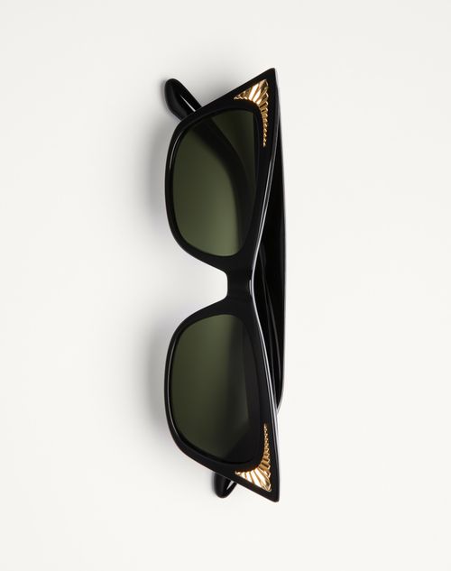 Valentino - Cat-eye Acetate Frame - Black/green - Woman - Eyewear
