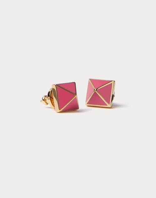 Valentino Garavani Rockstud Metal And Enamel Earrings Woman Pink Uni