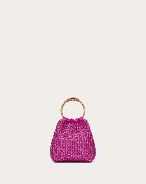 Shop Valentino Garavani Small Carry Secrets Embroidered Bucket Bag Woman Fuchsia/pink Pp Uni