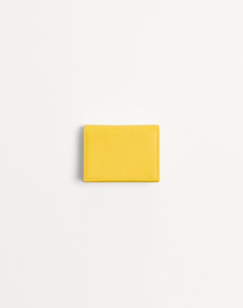 Valentino Garavani - Vlogo Signature Grainy Calfskin Wallet - Yellow - Woman - Wallets And Small Leather Goods