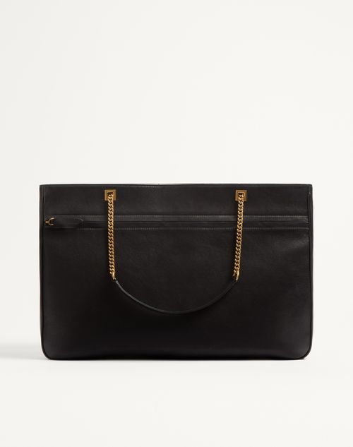 Valentino Garavani - Valentino Garavani Viva Superstar Nappa Leather Shopper - Black/spice - Man - Totes