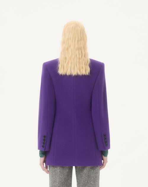 Valentino - Caban En Velours - Violett/schwarz - Frau - Jacken Und Mäntel