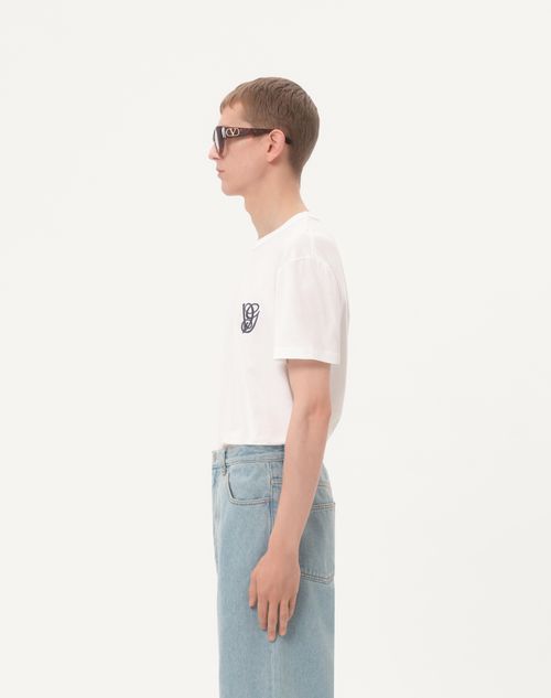Valentino - Cotton T-shirt With Vg Patch - Ivory - Man - T-shirts And Sweatshirts
