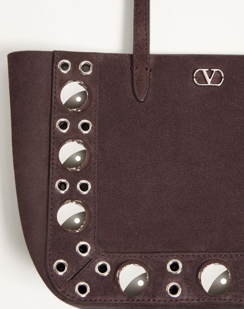 Valentino Garavani - Valentino Garavani Nellcôte Mini Suede Shopping Bag - Brown - Woman - Totes