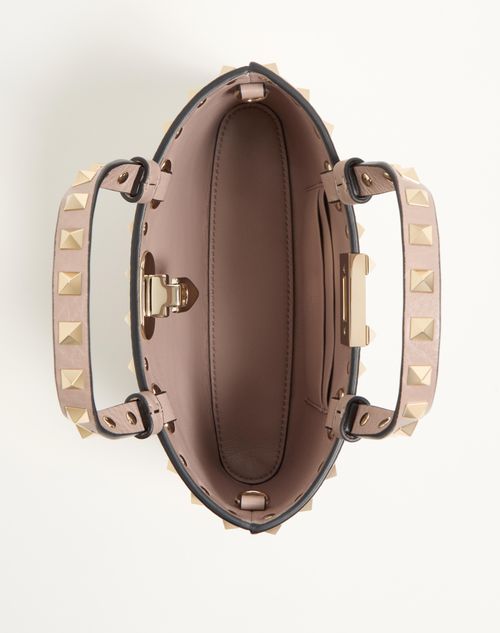 Valentino Garavani - Rockstud Mini Shopping Bag In Grainy Calfskin - Poudre - Woman - Clutches