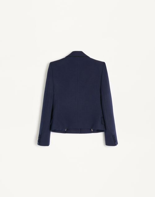 Valentino - Viscose Jacket With Bow - Provence Blue - Woman - Jackets And Blazers