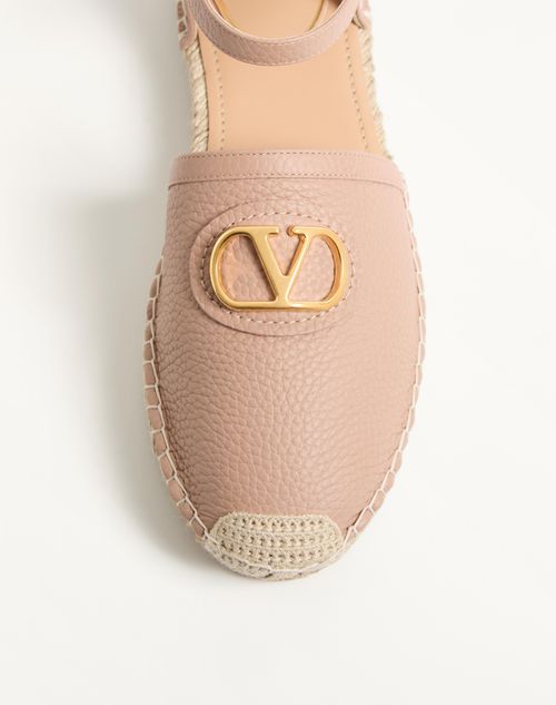 Valentino Garavani - Vlogo Signature Ballerina In Grainy Calfskin 25mm - Rose Cannelle - Woman - Espadrilles And Wedges