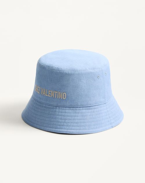 Valentino Garavani - Chez Valentino Denim Bucket Hat With Embroidery - Azure - Man - Hats And Gloves
