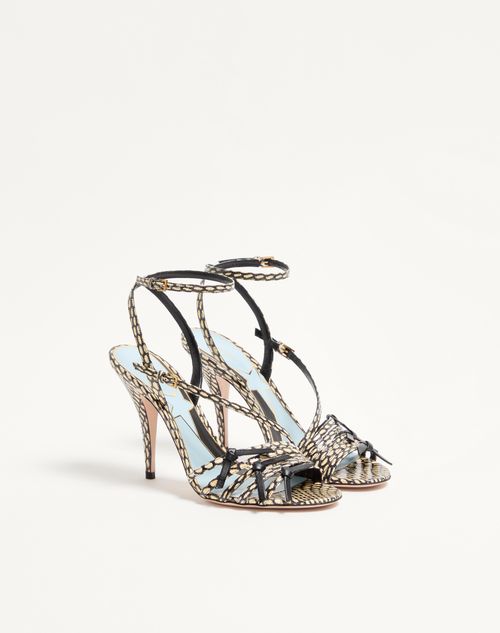 Valentino Garavani - Nodine Elaphe Sandal 100mm - Ivory/black - Woman - Sandals