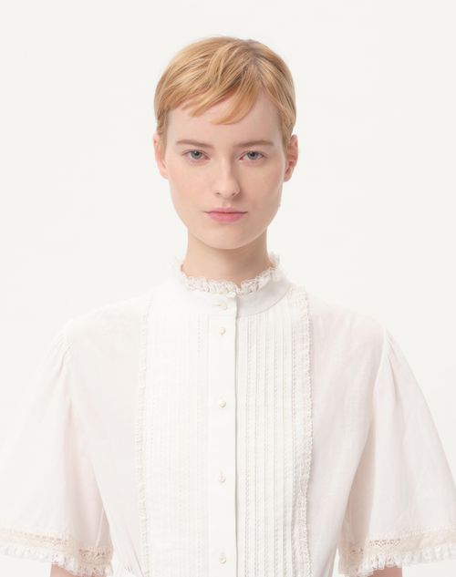 Valentino - Midi Dress In Cotton Muslin - Ivory - Woman - Dresses