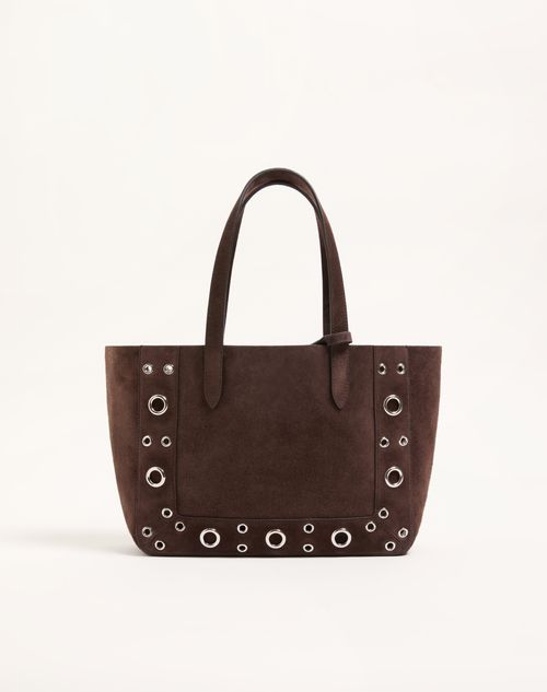 Valentino Garavani - Valentino Garavani Nellcôte Medium Suede Shopping Bag - Brown - Woman - Totes