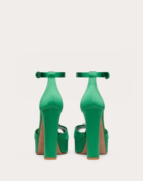 ワンスタッズ スタッズ＆クリスタル オープントゥ サテン