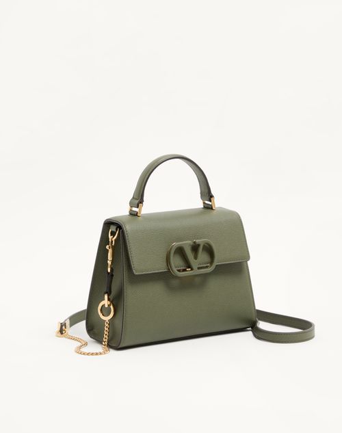 Valentino Garavani - Valentino Garavani Vsling Small Handbag In Grainy Calfskin - Military Green - Woman - Top Handle Bags