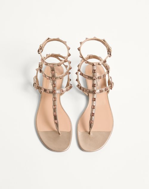 Valentino Garavani - Rockstud Metallic Flat Flip-flop Sandal - Skin - Woman - Shoes