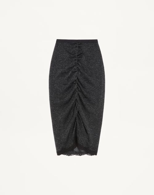 Valentino Lurex Knit Skirt Woman Black/silver M