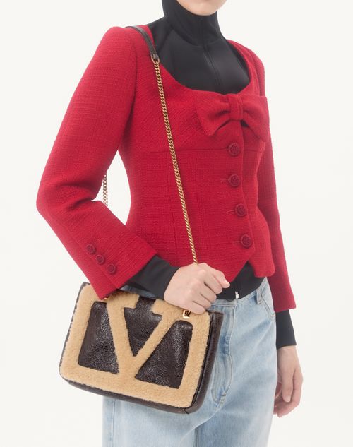 Valentino Garavani - Valentino Garavani Viva Superstar Small Sheepskin Shopping Bag - Brown/beige - Woman - Totes