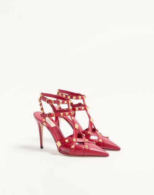 Valentino Garavani - Zapatos De Salón Studdy De Cabritilla Con Tacón De 100 mm - Rojo - Mujer - Salones
