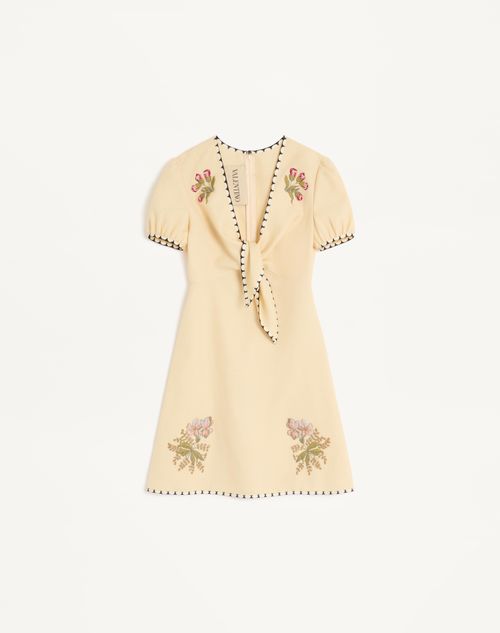 Valentino Printed Twill-trimmed Embroidered Woven Mini Dress