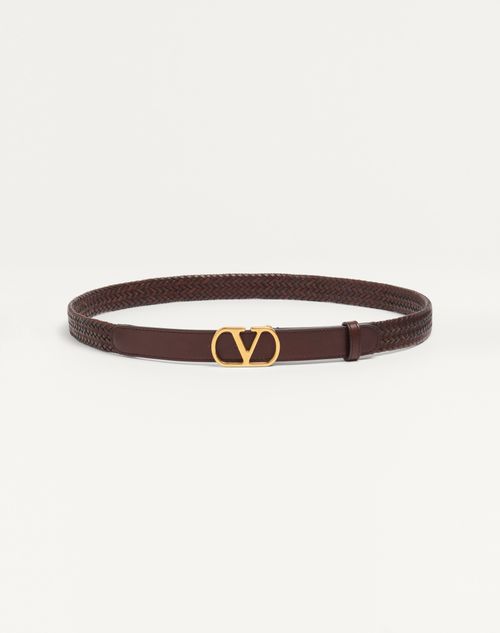 Valentino Garavani Vlogo Signature Braided Calfskin Belt 25 Mm Man Brown 110