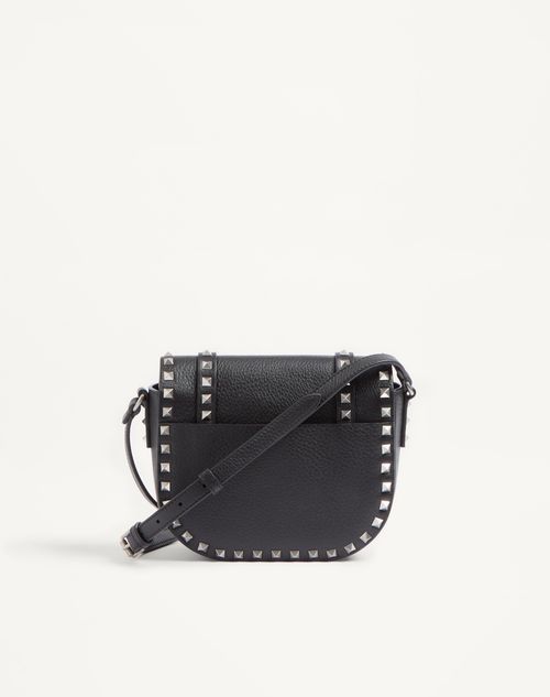 Valentino Garavani - Small Rockstud Grainy Calfskin Crossbody Bag - Black - Man - Shoulder Bags