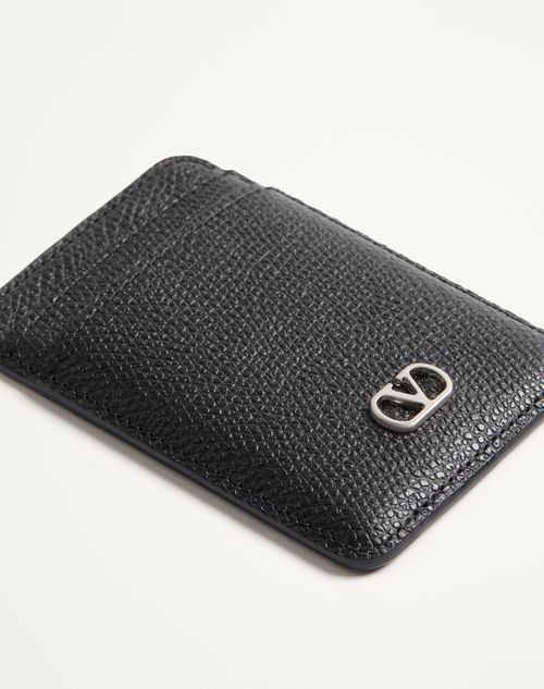 Valentino Garavani - Portacarte Magnetico Vlogo Signature Garavani In Vitello Granato - Nero - Uomo - Portafogli E Piccola Pelletteria