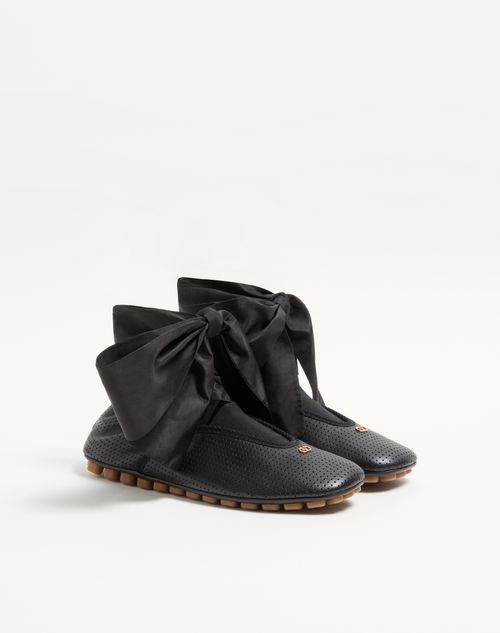 Valentino Garavani - Rythmika Ballerina In Perforated Nappa Leather - Black - Woman - Ballerinas