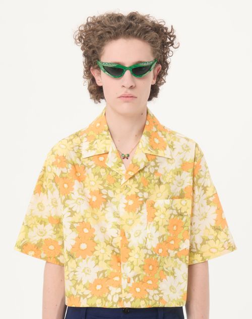 Valentino - Valentino Cotton Bowling Shirt With Papier Floral Print - Multicolor - Man - Shirts