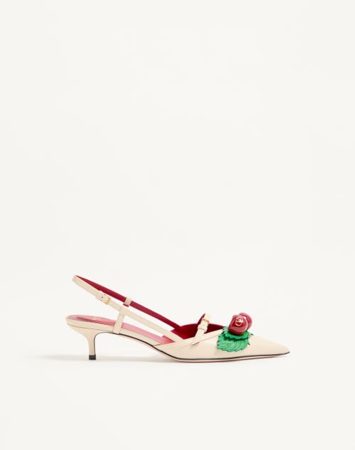 Valentino Garavani - Cherryfic Slingback Pumps In Kidskin 45mm - Butter/multicolour - Woman - Pumps And Slingbacks