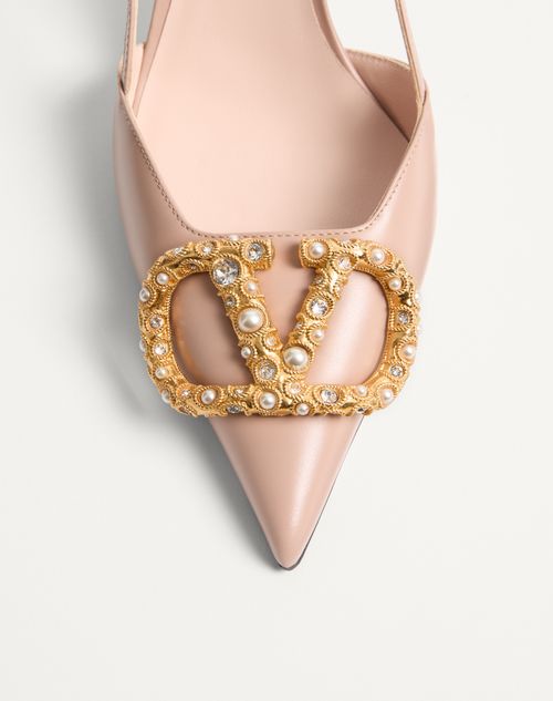 Valentino Garavani - Vlogo Signature Slingback Calfskin Pump With Jewel Logo 80mm - Rose Cannelle - Woman - Pumps