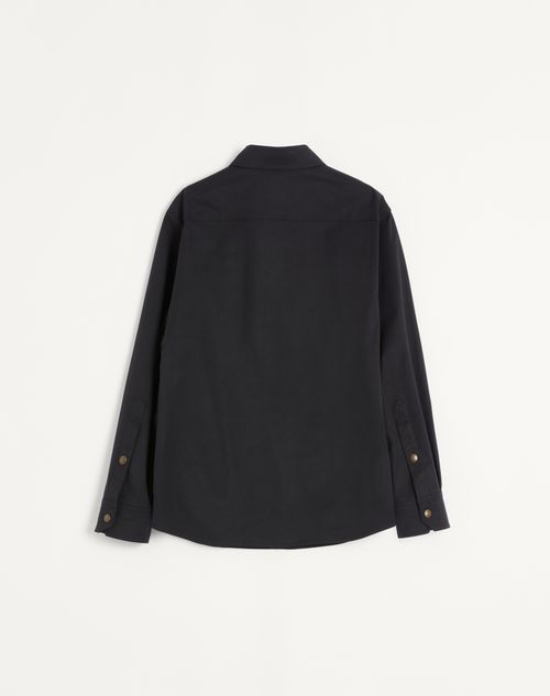 Valentino - Nylon Shirt Jacket With Patch Vlogo - Navy - Man - Outerwear